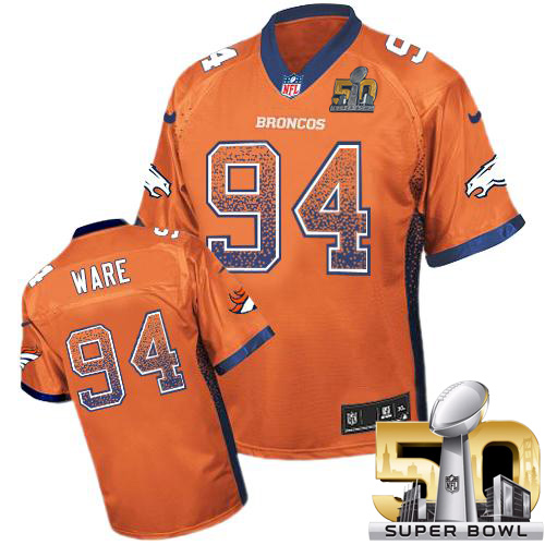 Nike Broncos #94 DeMarcus Ware Orange Team Color Super Bowl 50 Men's Stitched NFL Elite Drift Fashion Jersey